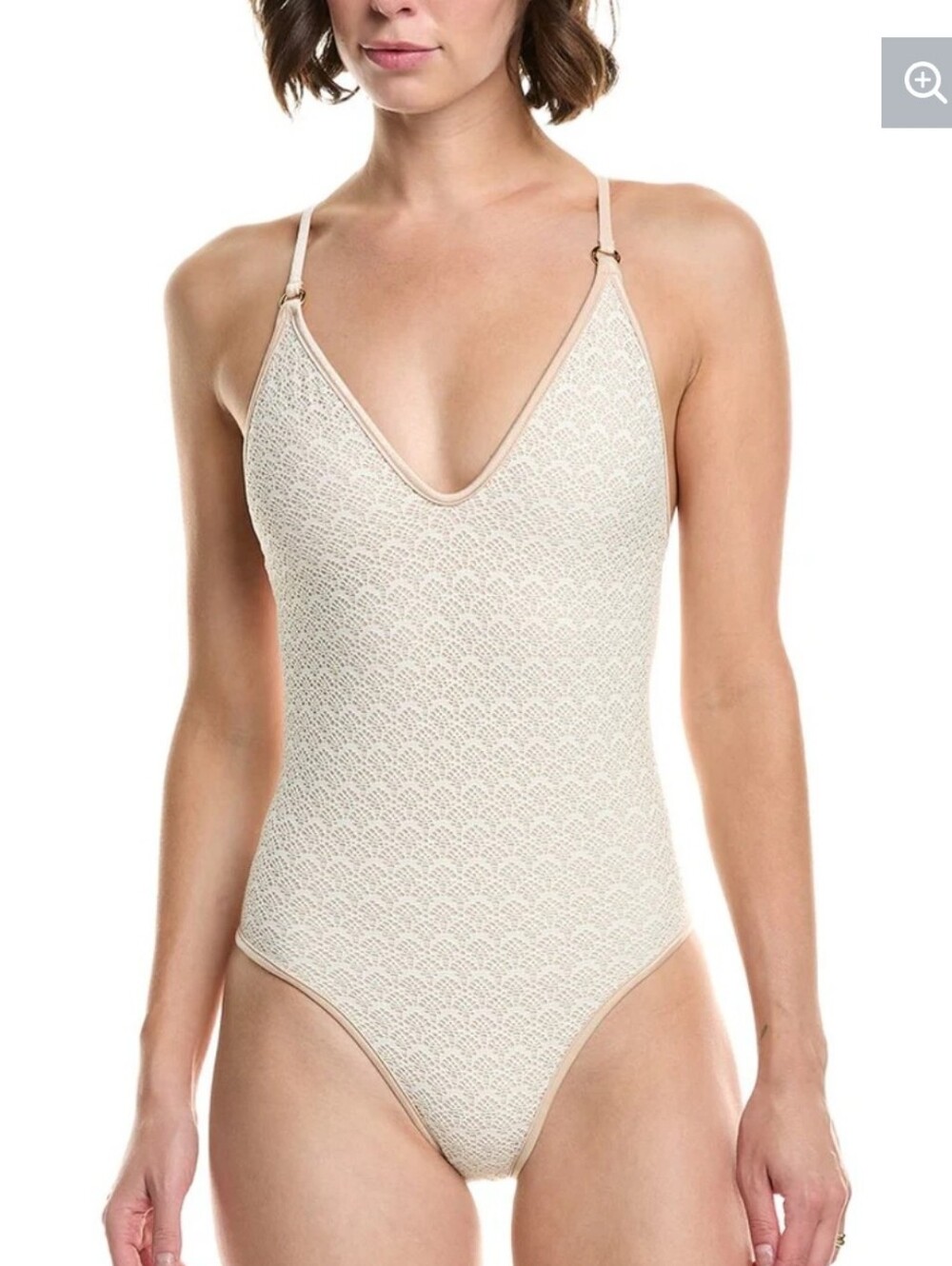 PQ Swim White+Gold One-Piece Swimsuit Sz L Coquette Soft Girl - Picture 3 of 16